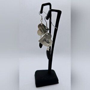 Heart Shape Dangle Earrings. Faith / I am Blessed